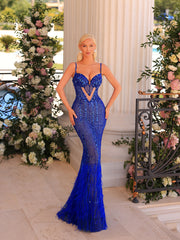 blue evening gown
