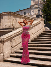 hot pink evening gown 