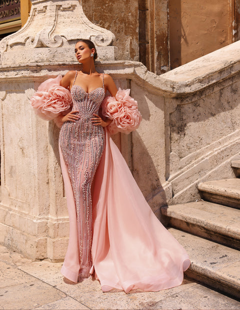 light pink evening gown 