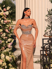 nude evening gown