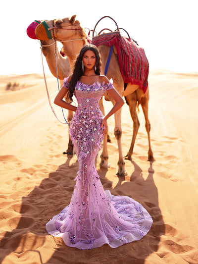 purple evening gown