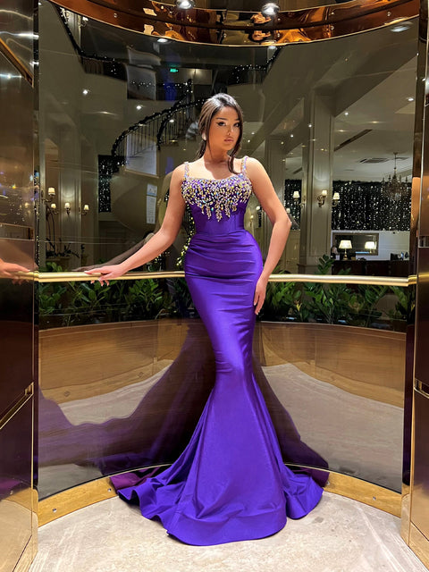 purple evening gown