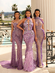 purple evening dresses