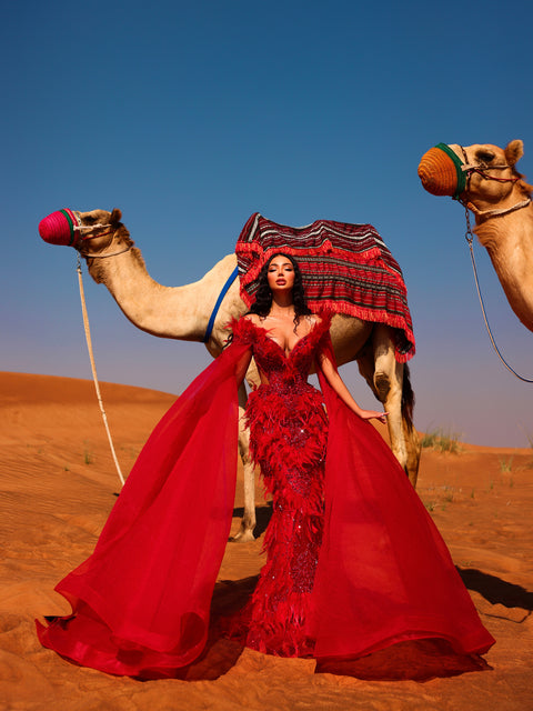 red evening gown