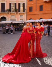 red evening gowns in rome