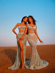 sage evening gowns