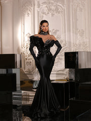 black mermaid evening gown 